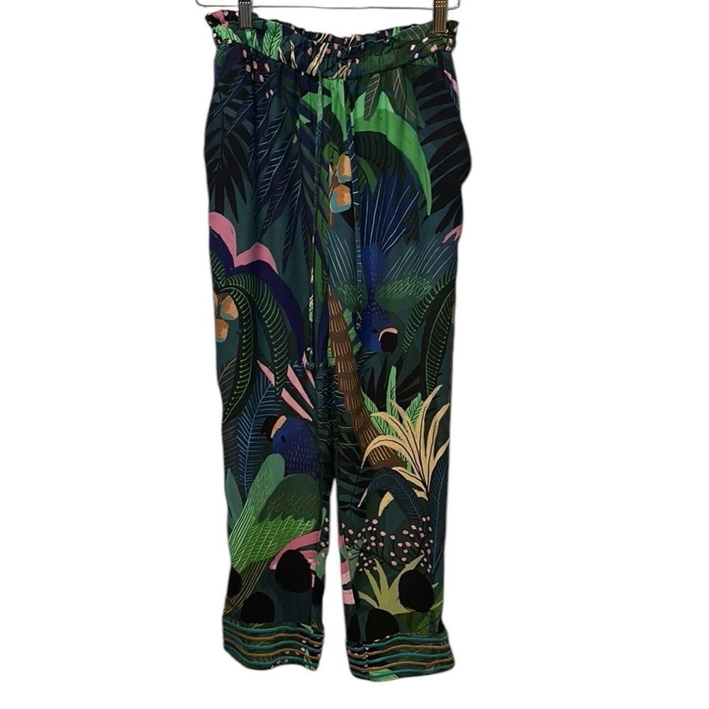 Farm Rio Pants Womens Ex-Small Tropique Embroidered Floral Anthropologie - Picture 3 of 15